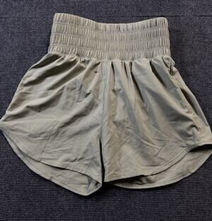 Nike Dri-FIT Shorts Women XS Taupe Smocked High Rise Running Pockets